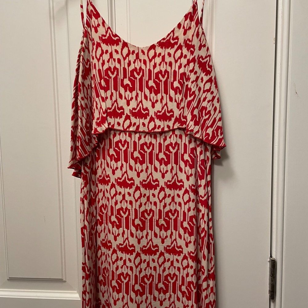 red and cream Ikat print sundress by Blu Moon, size 1
